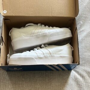 Adidas Nizza White Platform Sneakers